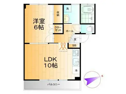 ブリベール方八町(1LDK/1階)の間取り写真