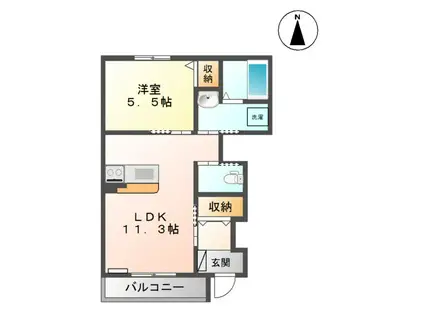 カームプレイス神前(1LDK/1階)の間取り写真
