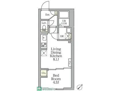 AGLAIA 新宿横寺町(1LDK/3階)の間取り写真