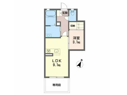 シャーメゾンFORENA(1LDK/1階)の間取り写真