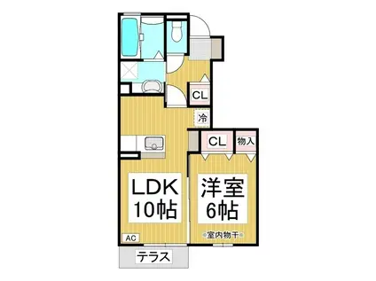 長野電鉄長野線 信濃吉田駅 徒歩11分 2階建 築12年(1LDK/1階)の間取り写真