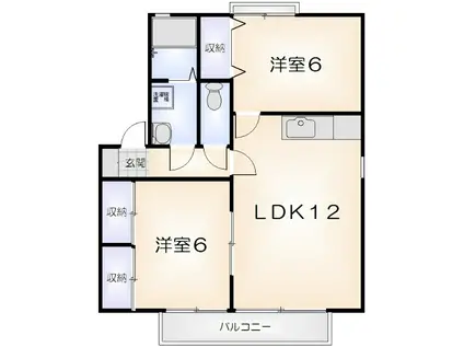 ハーバービュー金磯 D棟(2LDK/1階)の間取り写真