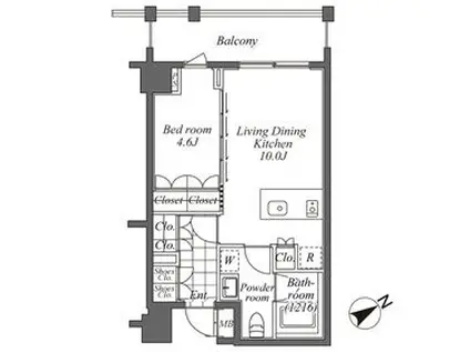 オーパスレジデンス恵比寿(1LDK/2階)の間取り写真