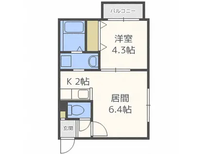 フォートレス真駒内(1LDK/2階)の間取り写真