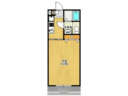 ピースフル元岡(1K/1階)の間取り写真