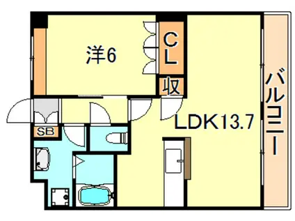 ウエスト HILLS弐番館(1LDK/1階)の間取り写真