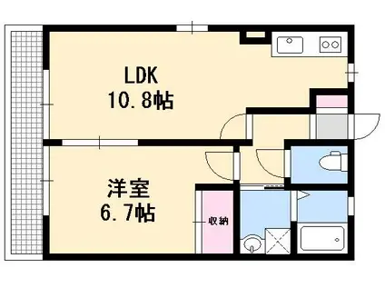 レトアKSII(1LDK/1階)の間取り写真