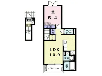 ライトスプリングB(1LDK/2階)の間取り写真