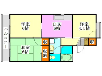 セジュール東船橋(3DK/1階)の間取り写真