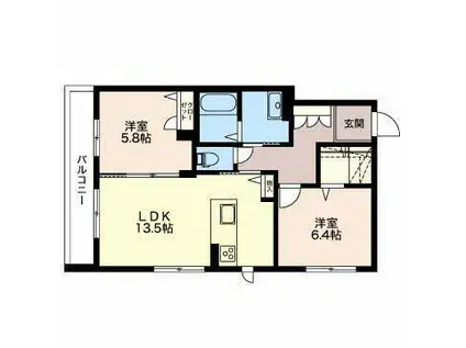 カーサ・アダージョ(2LDK/3階)の間取り写真