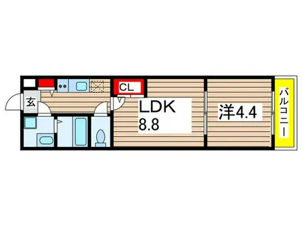 INSURANCE BLDG.XVIII(1LDK/3階)の間取り写真