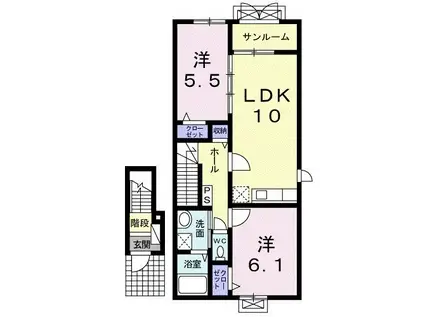 パディストン(2LDK/2階)の間取り写真