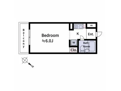 NU TERRACE鵜の木(1K/1階)の間取り写真