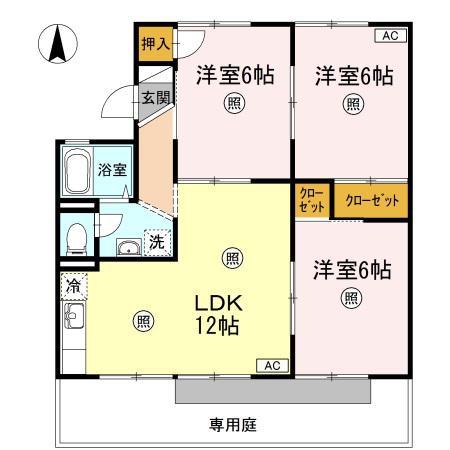 エトワール津島 A棟(3LDK/1階)の間取り写真