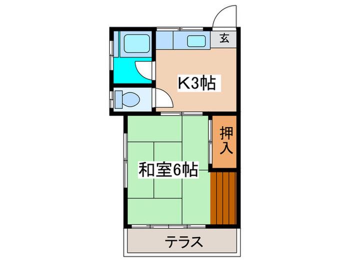 原田荘(1K/1階)の間取り写真
