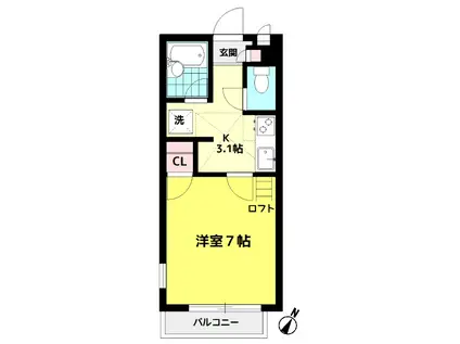 サンヴィアーレ ストーリア(1K/1階)の間取り写真