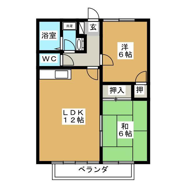 エクセレント桐B(2LDK/2階)の間取り写真