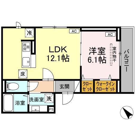D PAINA 登戸II(1LDK/1階)の間取り写真