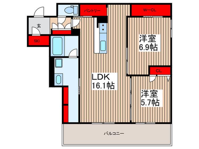 クアドリフォリオ浦和美園(2LDK/2階)の間取り写真