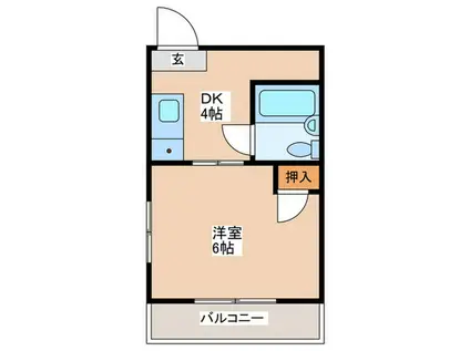 パシフィックヴィラ新森(1DK/1階)の間取り写真