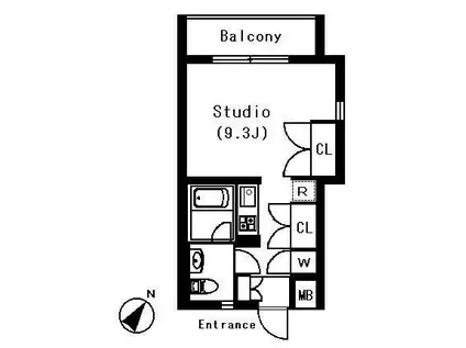 ラティエラ白金高輪(ワンルーム/4階)の間取り写真