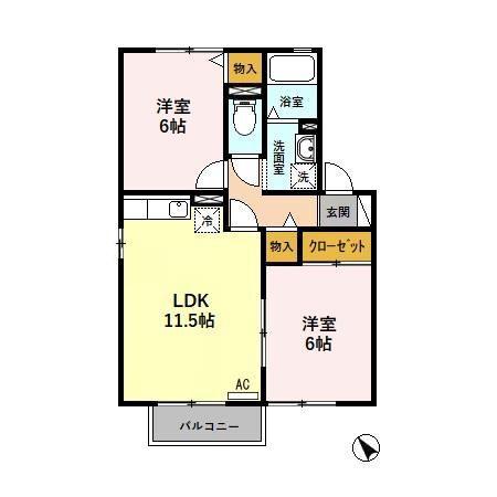 コーポ田中(2LDK/2階)の間取り写真