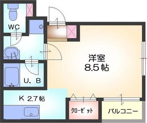 カトレヤ21(ワンルーム/3階)の間取り写真