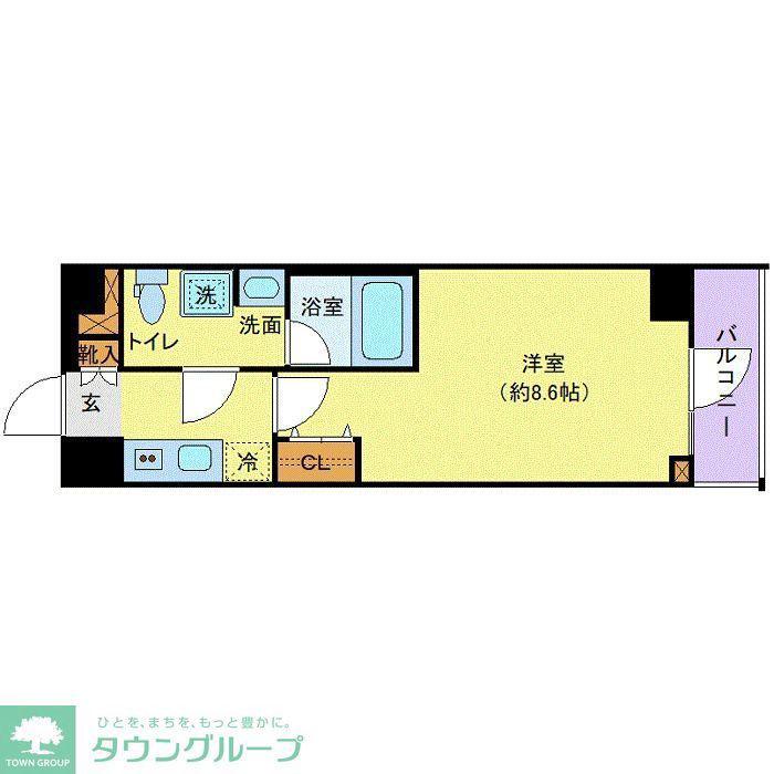 ステージグランデ竹ノ塚(1K/2階)の間取り写真