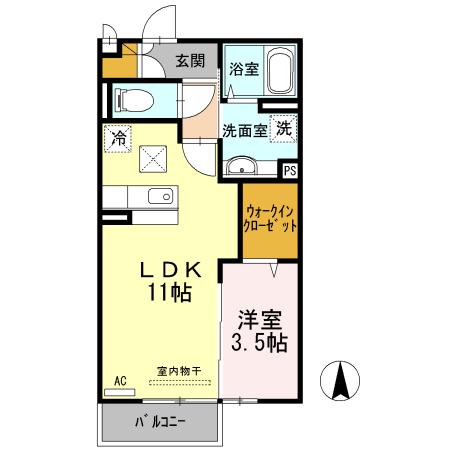 シンシア(1LDK/1階)の間取り写真