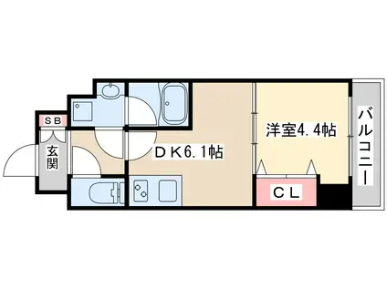 ライブガーデン江坂9(1DK/4階)の間取り写真