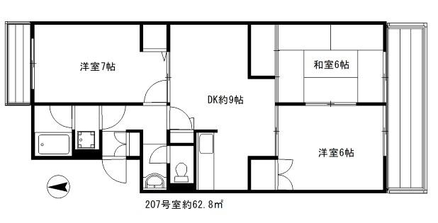 コーポ鷺宮3号棟(3DK/2階)の間取り写真