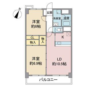 ラトゥール一社(2LDK/4階)の間取り写真