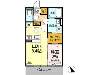 D-ROOM新地(1LDK/1階)の間取り写真