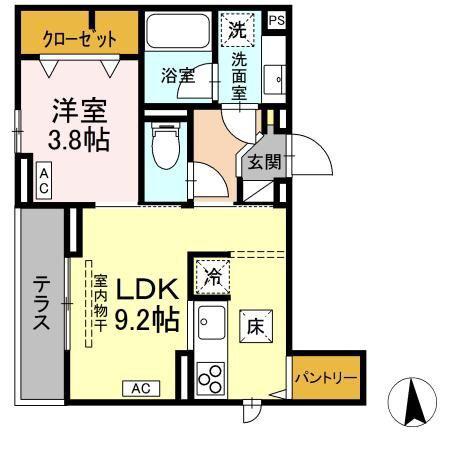 D-ROOM SUN PLATINA(1LDK/1階)の間取り写真