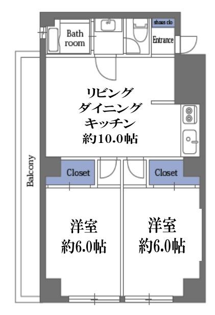 サクラハイツ(2LDK/10階)の間取り写真