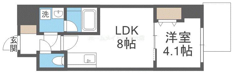 エスリードレジデンス大阪谷町ザ・マークス(1LDK/8階)の間取り写真