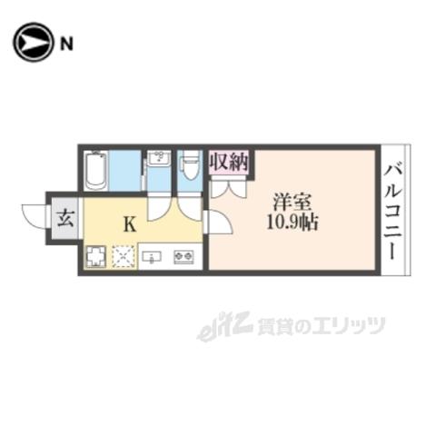 フラッティ北栗栖町(1K/3階)の間取り写真