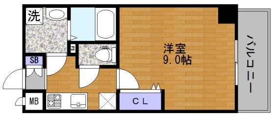 グランシエール都島(1K/9階)の間取り写真