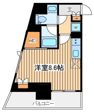 ザ・パークハビオ西横浜(ワンルーム/10階)の間取り写真