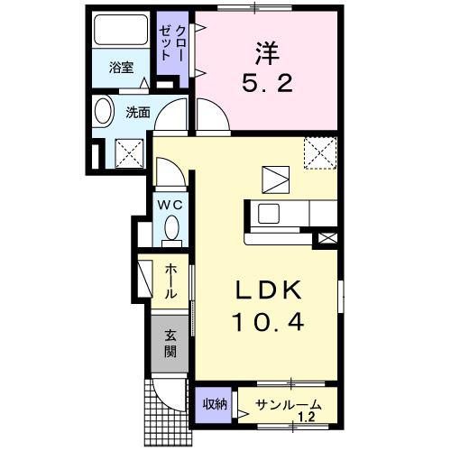 ベルパラダイスA(1LDK/1階)の間取り写真