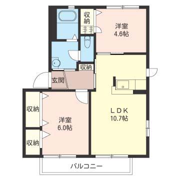 SHM アサマハイツB(2LDK/1階)の間取り写真