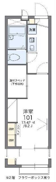 レオパレスアメジスト諏訪野(1K/2階)の間取り写真