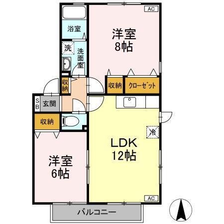 シェソワ久が原(2LDK/2階)の間取り写真
