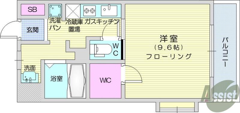アルファ上杉(1K/3階)の間取り写真