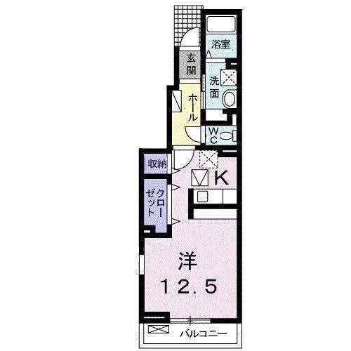 PALAZZO KOJO II(1K/1階)の間取り写真