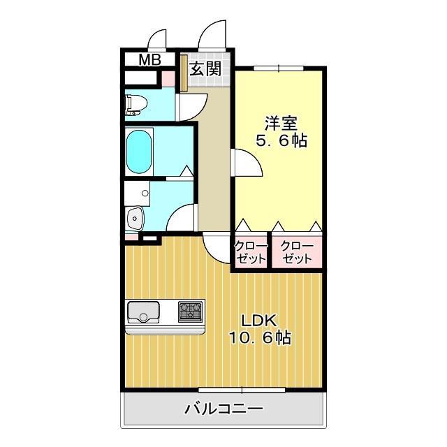 ル・レーヴ(1LDK/1階)の間取り写真