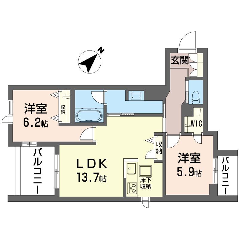 MALIENA(2LDK/1階)の間取り写真