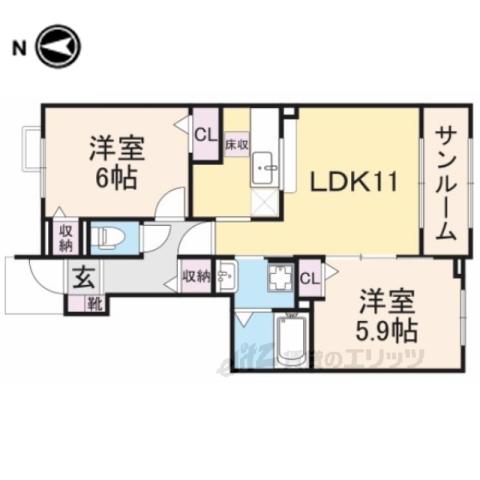 サニ-ハイツ・天神南棟(2LDK/1階)の間取り写真