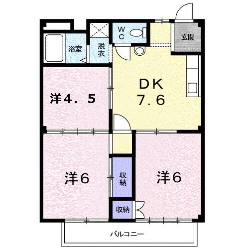 シティハイツ青山(3DK/2階)の間取り写真