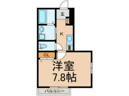 カーサ・オロミナ(1K/2階)の間取り写真